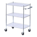 Alera ALESW333018SR 34.5 in. x 18 in. x 40 in. 600 lbs. Capacity 3-Shelf Wire Cart with Liners - Silver