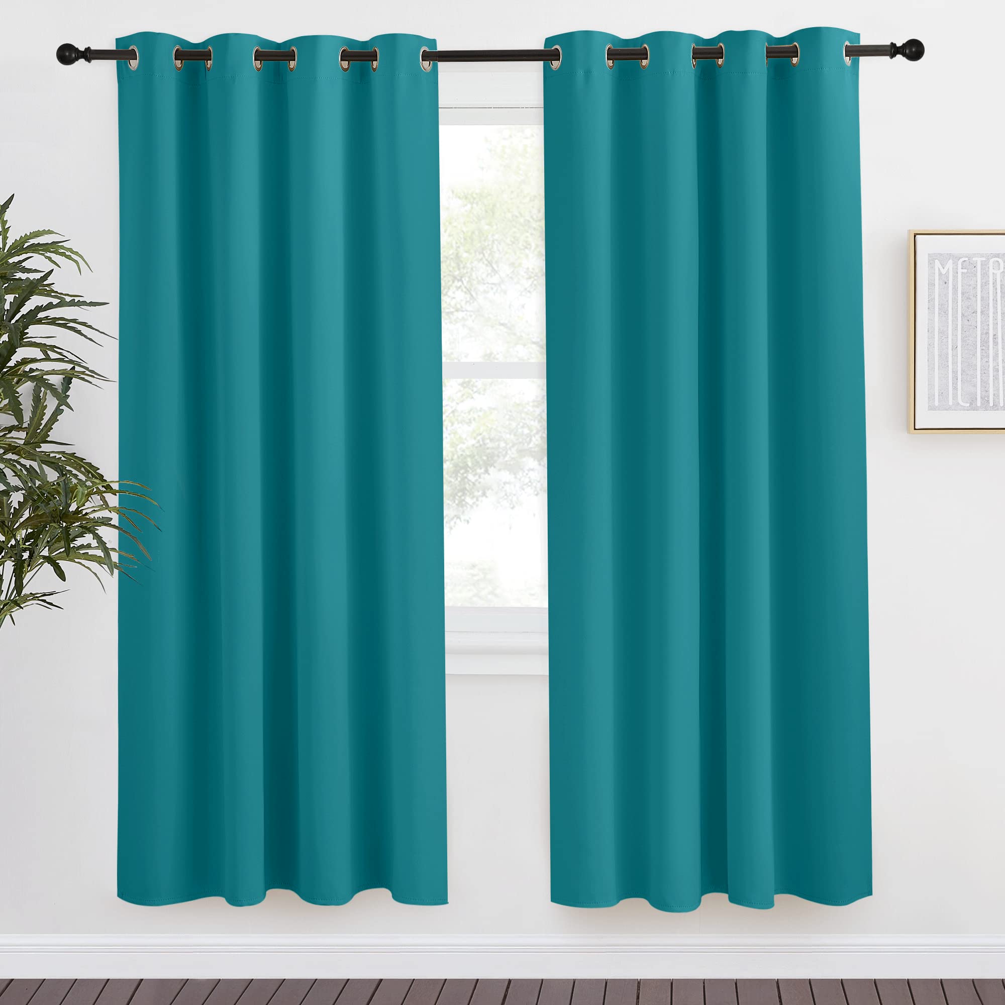 NICETOWN Peacock Teal Blackout Curtains 78inch Length, 1 Panel, W55 x L78, Chic Thermal Insulated Grommet Room Darkening Window 