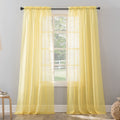 No. 918 Erica Crushed Sheer Voile Rod Pocket Curtain Panel, 51 x 84, Yellow