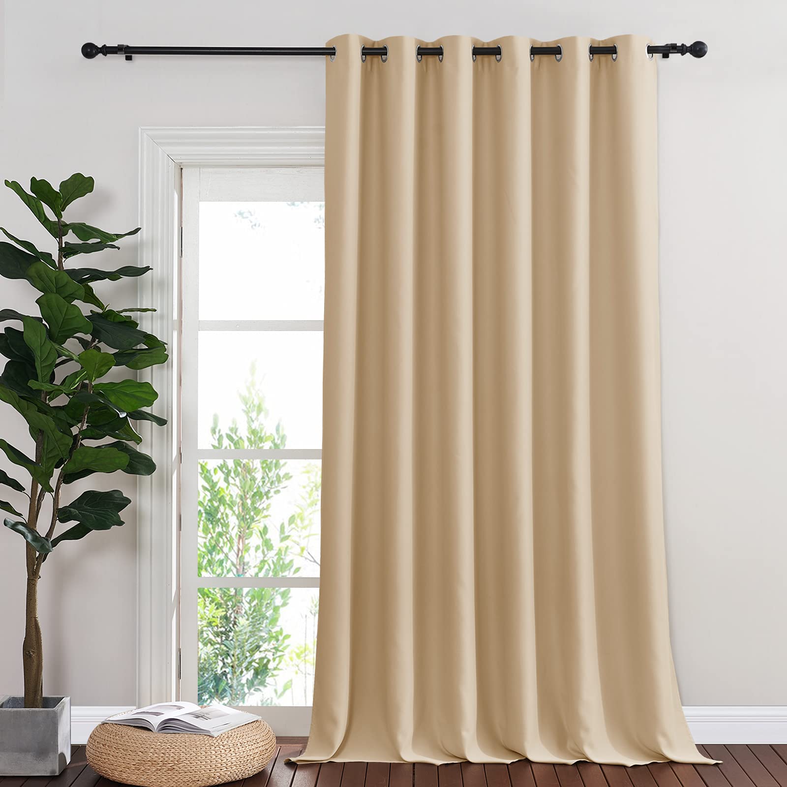 NICETOWN Sliding Door Curtain Window Treatment, Blackout Patio Door Curtain Panels Privacy Thermal Insulated Drapes for French/P