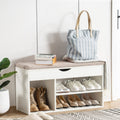 Apicizon Shoe Storage Bench with Flip Top Cover 2-Tier Bench for Entrance, 39 Inches Shoe Storage Bench with Removable Pu Leathe