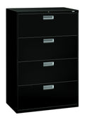 HON 4-Drawer Office Filing Cabinet - 600 Series Lateral Legal or Letter File Cabinet, 18D, Black (H684)