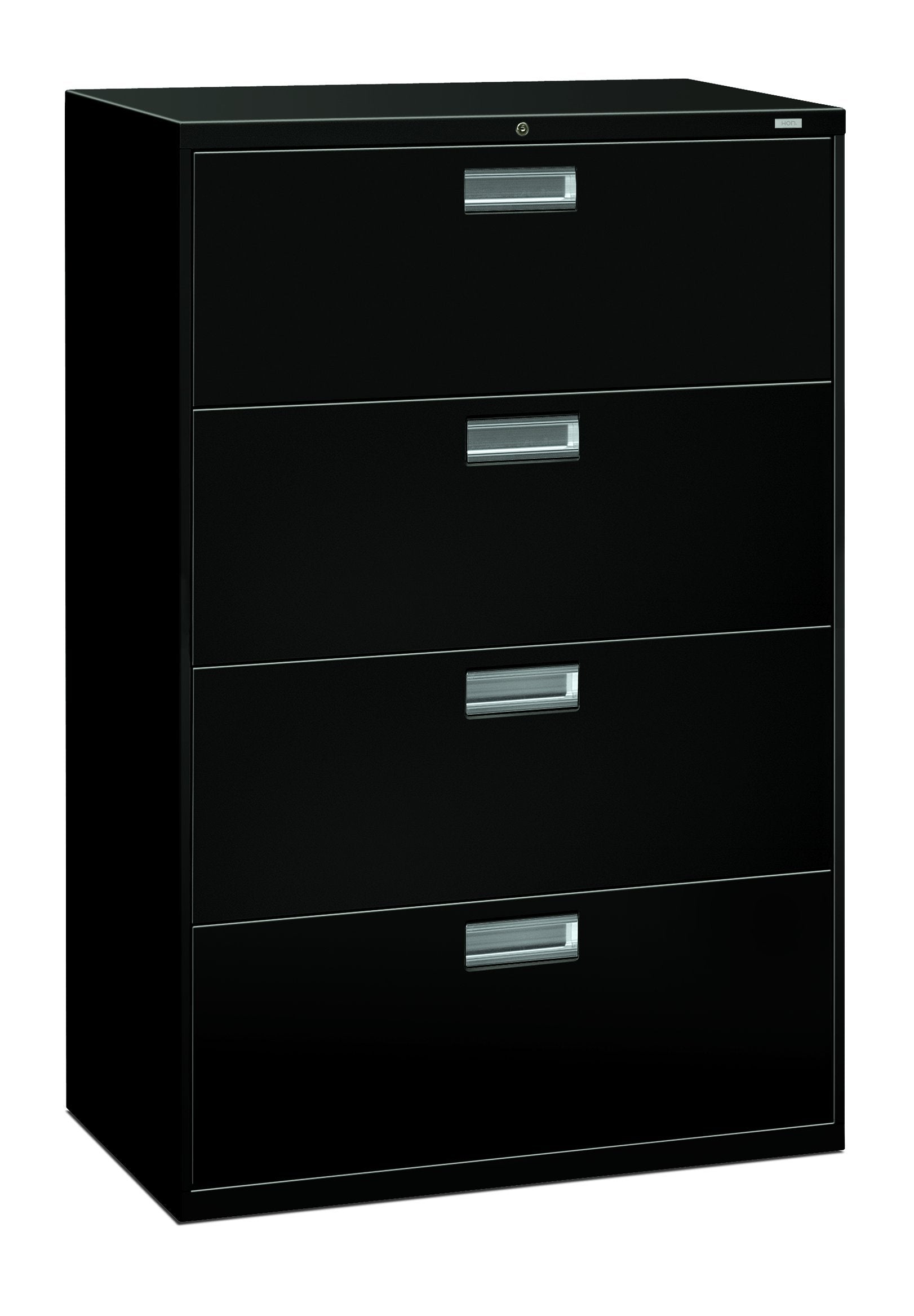 HON 4-Drawer Office Filing Cabinet - 600 Series Lateral Legal or Letter File Cabinet, 18D, Black (H684)