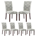 COLAMY Upholstered Parsons Dining Chairs Set of 6, Fabric Dining Room Kitchen Side Chair with Nailhead Trim and Wood Legs - Grey