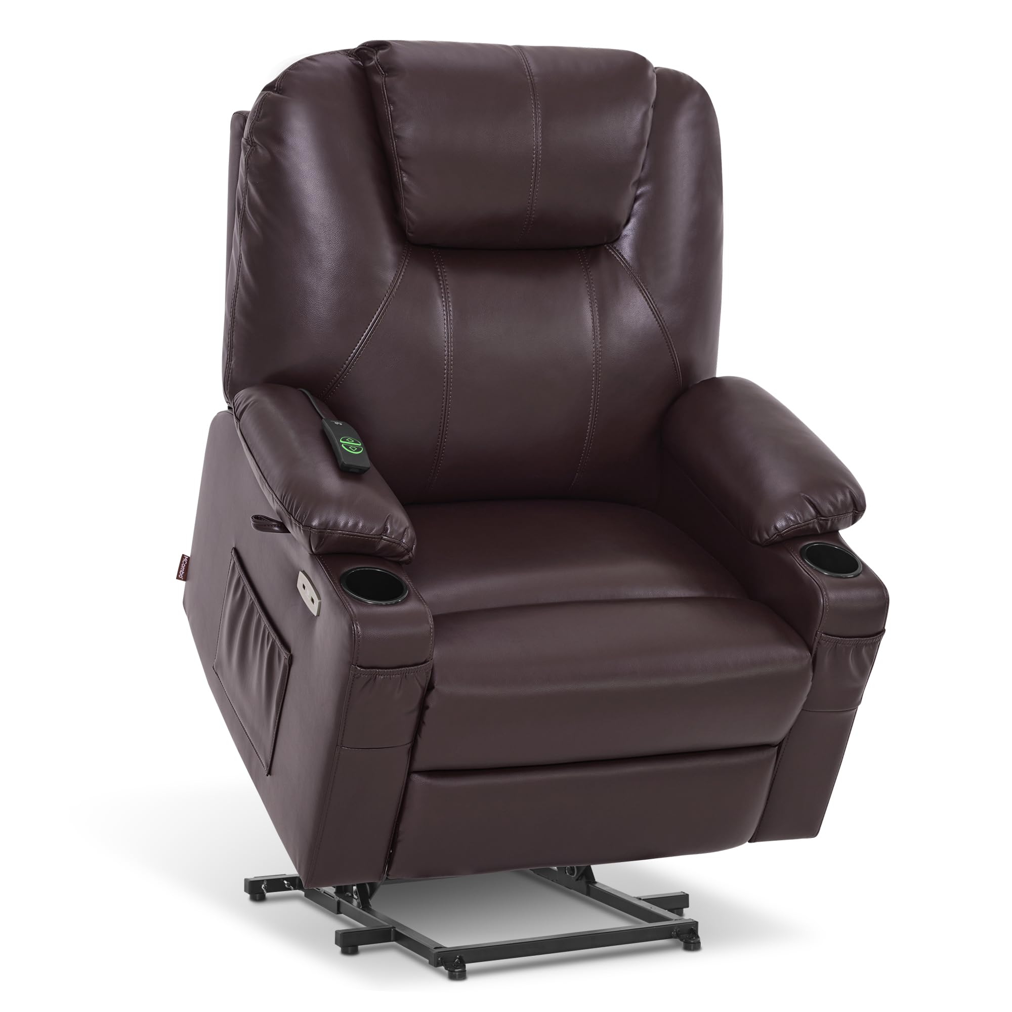 MCombo Large-Wide Power Lift Recliner Chair Sofa with Massage and Heat for Elderly People, Cup Holders, USB&Type C Ports, Side P