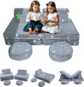 MeMoreCool 8-Piece Kids Modular Play Couch - Glow-in-The-Dark Star Foam Sofa Set for Toddlers, Convertible Fort Building & Climb