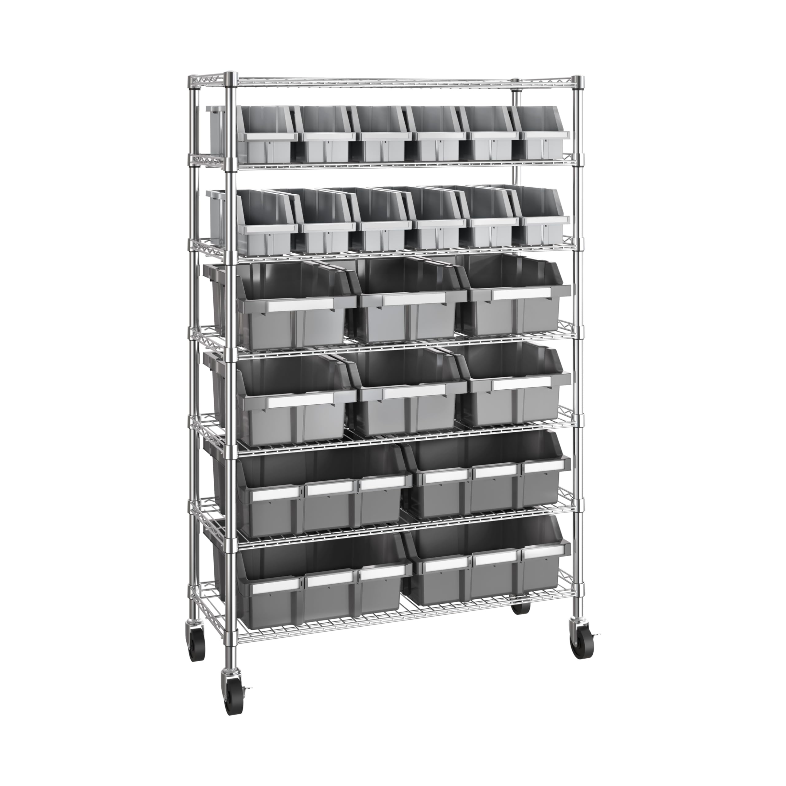 Seville Classics Commerical Grade NSF-Certified Bin Rack Storage Steel Wire Shelving System - 22 Bins - Gray