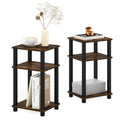 Furinno Just 3-Tier Turn-N-Tube End Table, 2-Pack, Amber Pine/Black