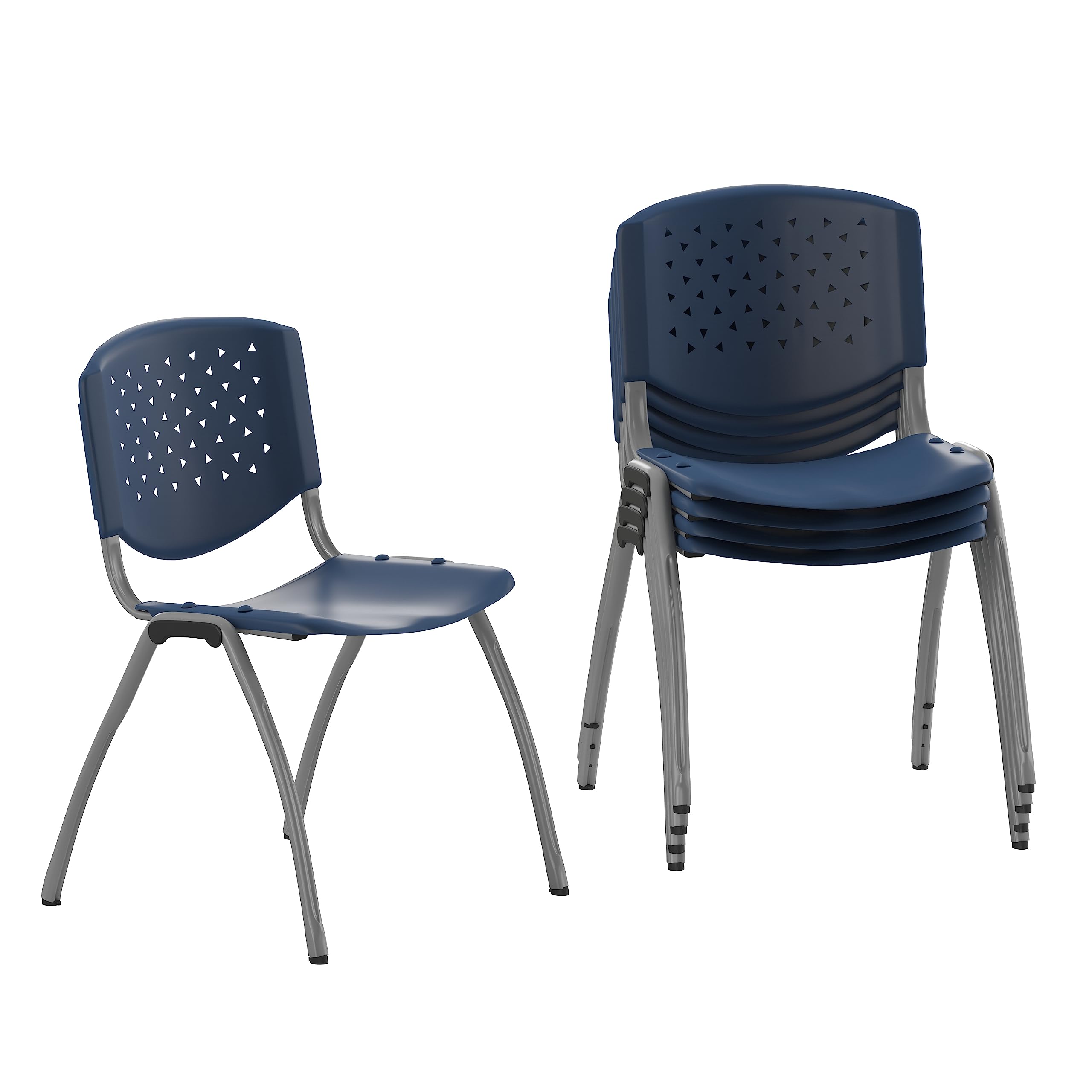 Flash Furniture Hercules Series Plastic Contoured Lobby Chairs with Perforated Backs, Ergonomic Stacking Chairs for Offices, Set