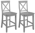 Crosley Furniture X-Back Wood Counter Height Bar Stools Set of 2, Gray, 24-inch