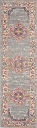Nourison Passion Grey 22 x 76 Area Rug, Boho, Traditional, Easy Cleaning, Non Shedding, Bed Room, Living Room, Hallway, (8 Ru