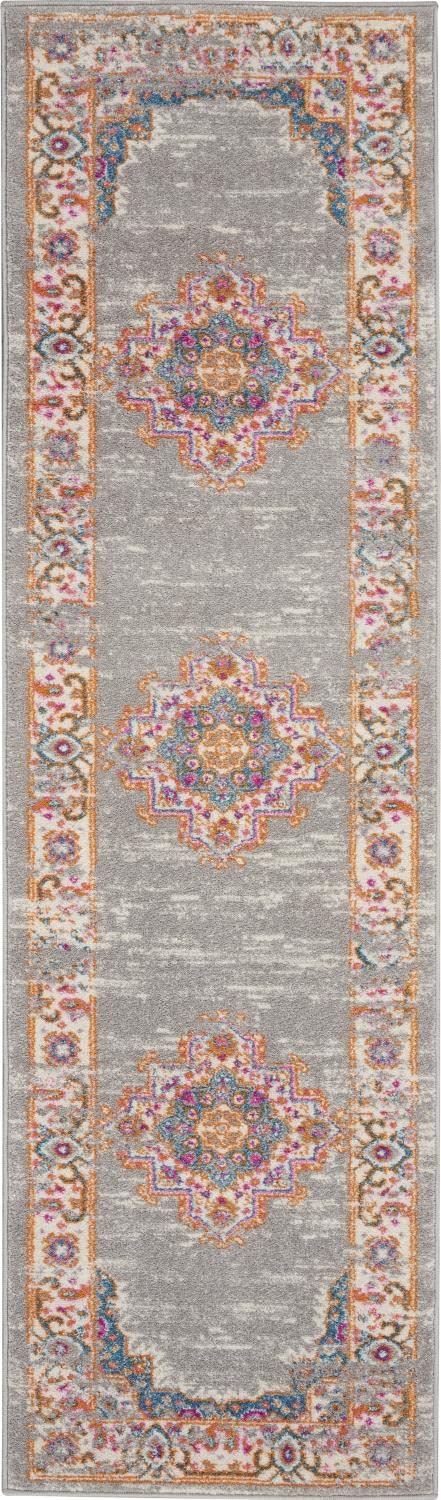 Nourison Passion Grey 22 x 76 Area Rug, Boho, Traditional, Easy Cleaning, Non Shedding, Bed Room, Living Room, Hallway, (8 Ru