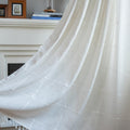 ColorBird White Curtains 84 Inches Long, 2 Panels Farmhouse Window Curtains for Living Room, Lattice Linen Darkening White Drape