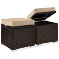 Best Choice Products Set of 2 Wicker Ottomans, Multipurpose Outdoor Furniture for Patio, Backyard, Additional Seating, Footrest,