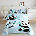 Feelyou Cute Panda Bedding Set Cartoon Panda Comforter Set for Kids Boys Girls Animal Theme Comforter Kawaii Animal Quilt Set Bl