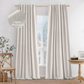 MIULEE 100% Blackout Curtains 84 inches Long Linen Curtains & Drapes 2 Panels Set for Bedroom Back Tab Living Room Darkening Ful