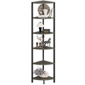 IRCPEN 6 Tier Corner Shelf 63.1 Tall Corner Shelves Stand Ladder Shelf Grey Woodgrain Industrial Standing Bookshelf Organizer Di