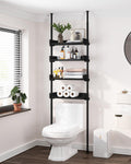 ALLZONE 4 Tier Over The Toilet Storage, Adjustable Wood Over Toilet Bathroom Organizer, Freestanding Shelves, Fit Most Showers O