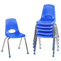 FDP 16 School Stack Chair, Stacking Student Seat with Chromed Steel Legs and Ball Glides; For In-Home Learning or Classroom - Bl