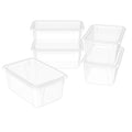 Storex Small Cubby Bins - Plastic Storage Containers for Classroom with Non-Snap Lid, 12.2 x 7.8 x 5.1 inches, Translucent, 5-Pa
