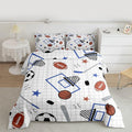 Feelyou Ball Sport Comforter Set All Season Basketball Foorball Bedding Set with 1 Pillow Cases White Blue Microfiber Kids Twin 