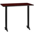 Flash Furniture 30 x 48 Rectangular Mahogany Laminate Table Top with 5 x 22 Bar Height Table Bases