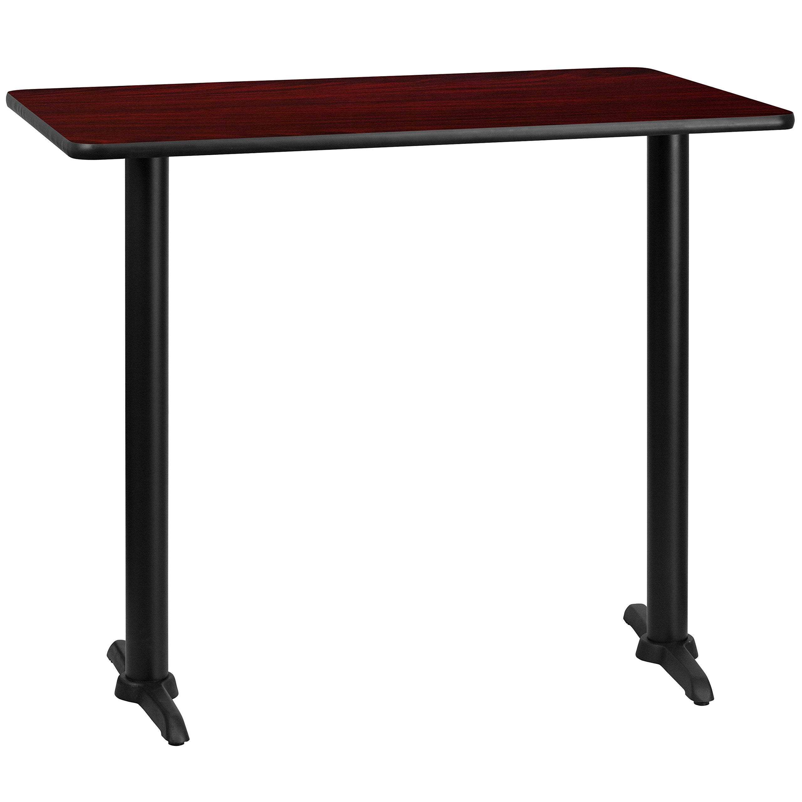 Flash Furniture 30 x 48 Rectangular Mahogany Laminate Table Top with 5 x 22 Bar Height Table Bases