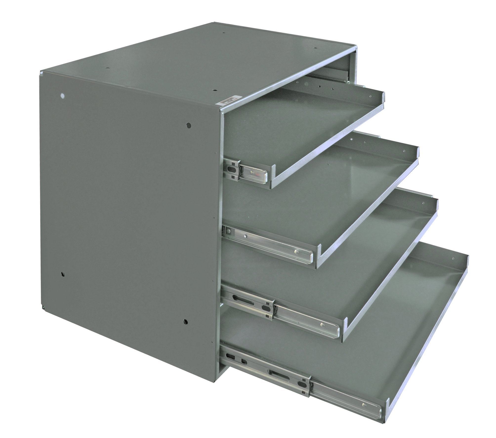 Durham 310B-95 Heavy Duty Prime Cold-Rolled Steel Triple Track Bearing Slide Rack, 4 Compartments, 12-1/2 Length x 20 Width x 15