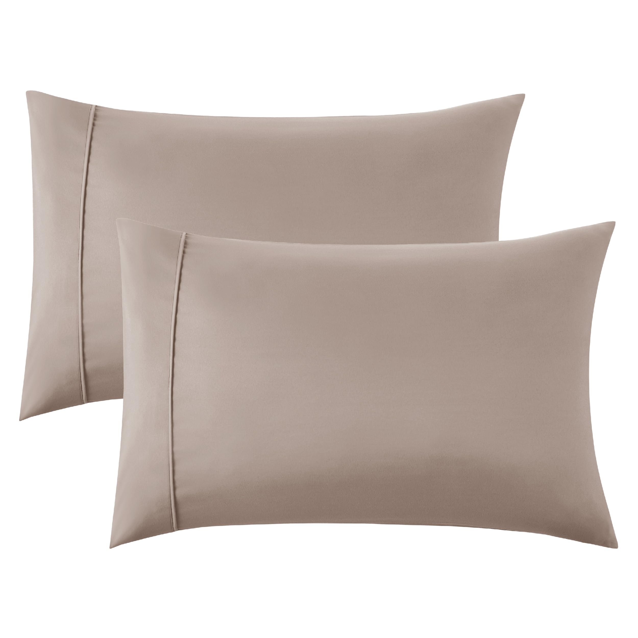 Bedsure King Size Pillow Cases Set of 2 - Khaki Polyester Microfiber Pillowcases 2 Pack, Super Soft Pillow Case Cover with Envel