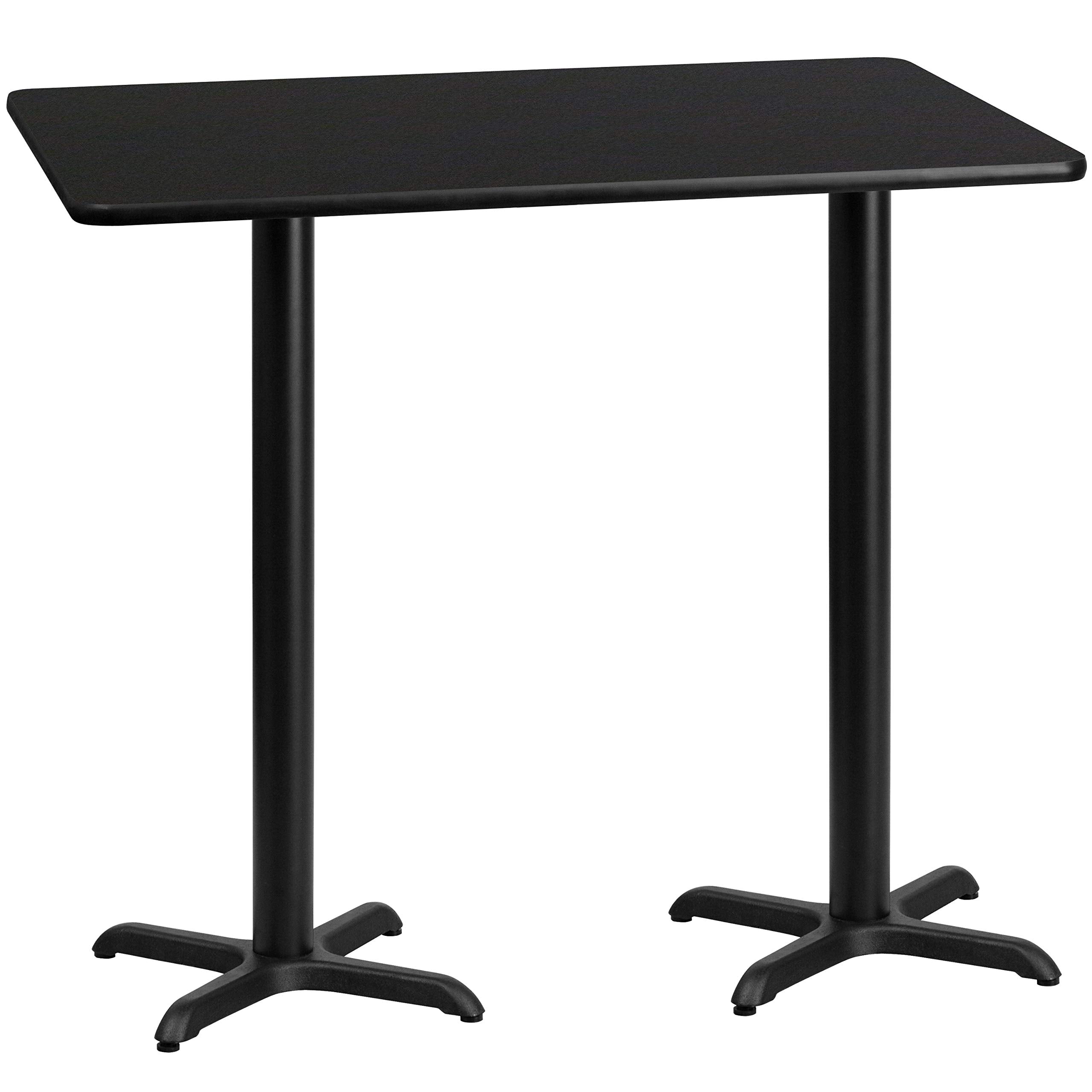 Flash Furniture Stiles 30 x 60 Rectangular Black Laminate Table Top with 22 x 22 Bar Height Table Bases