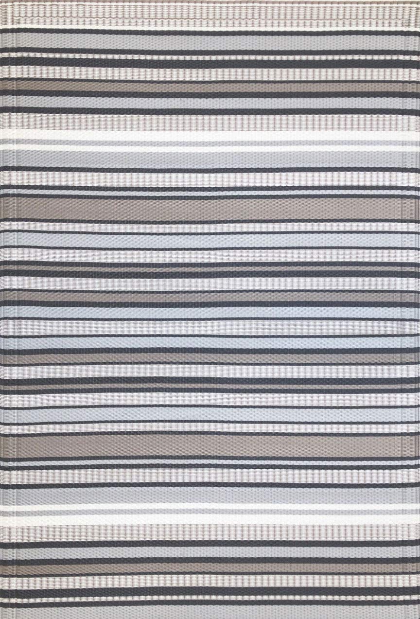 Mad Mats Outdoor/Indoor, Reversible Plastic Mat for Patio, Porch, Deck, Kitchen & Bath, Stripes (2.5 x 6, Cool Grey)