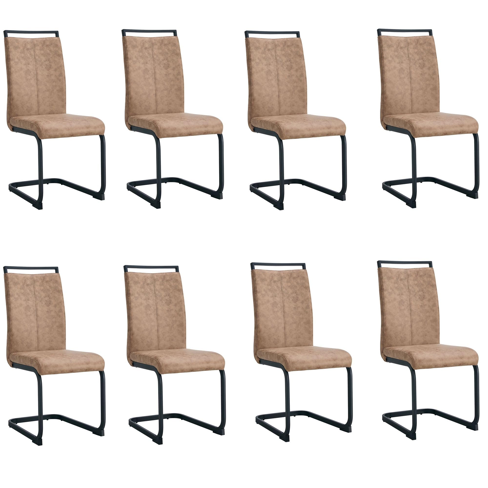 AZmac Modern Dining Chairs Set of 8,Armless Kitchen Chairs,Dining Room Chairs with Upholstered Padded Seat and Sturdy Black Legs