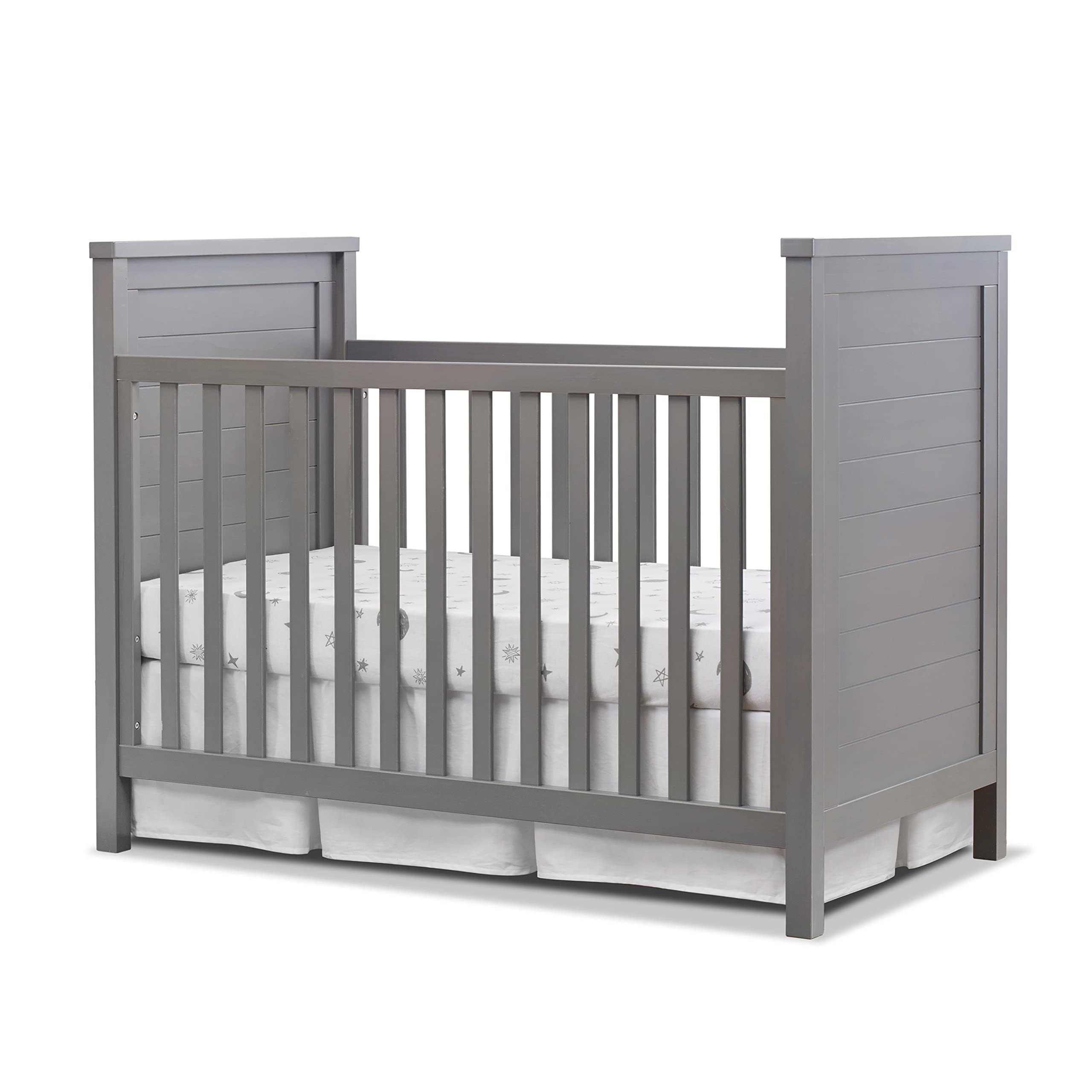 Sorelle Furniture Farmhouse Classic Crib 3-in-1 Convertible Crib, Made of Solid Pine Wood Non-Toxic Finish, Wooden Baby Bed, Tod