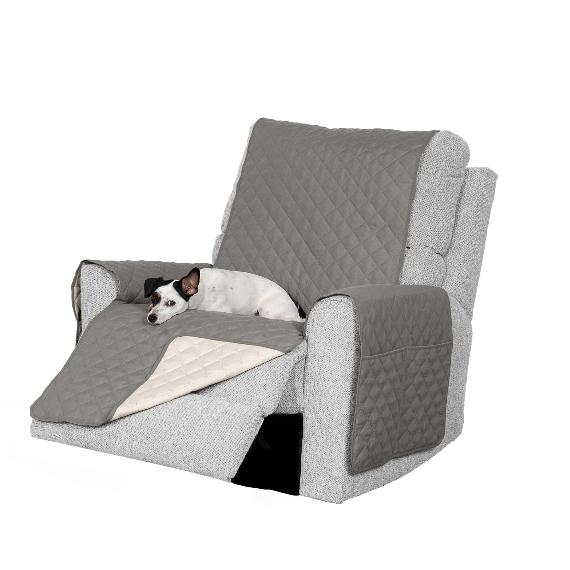 Furhaven Water-Resistant & Reversible Recliner Chair Cover Protector w/ Side Pockets for Dogs, Cats, & Children - Two-Tone Pinso