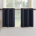 No. 918 Montego 2-Pack Casual Textured Semi-Sheer Grommet Kitchen Curtain Tier Pair, Navy Blue, 56L x 24W (2 Panels)