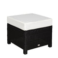 Outsunny 20 Patio Wicker Ottoman, Multipurpose Outdoor PE Rattan Footrest, Additional Seating, Side Table with Soft Cushion, Bla