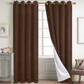 Diraysid 100% Blackout Curtains Chocolate Brown Linen Curtains for Bedroom Grommet Thermal Insulated Room Darkening Drapes (2 Pa