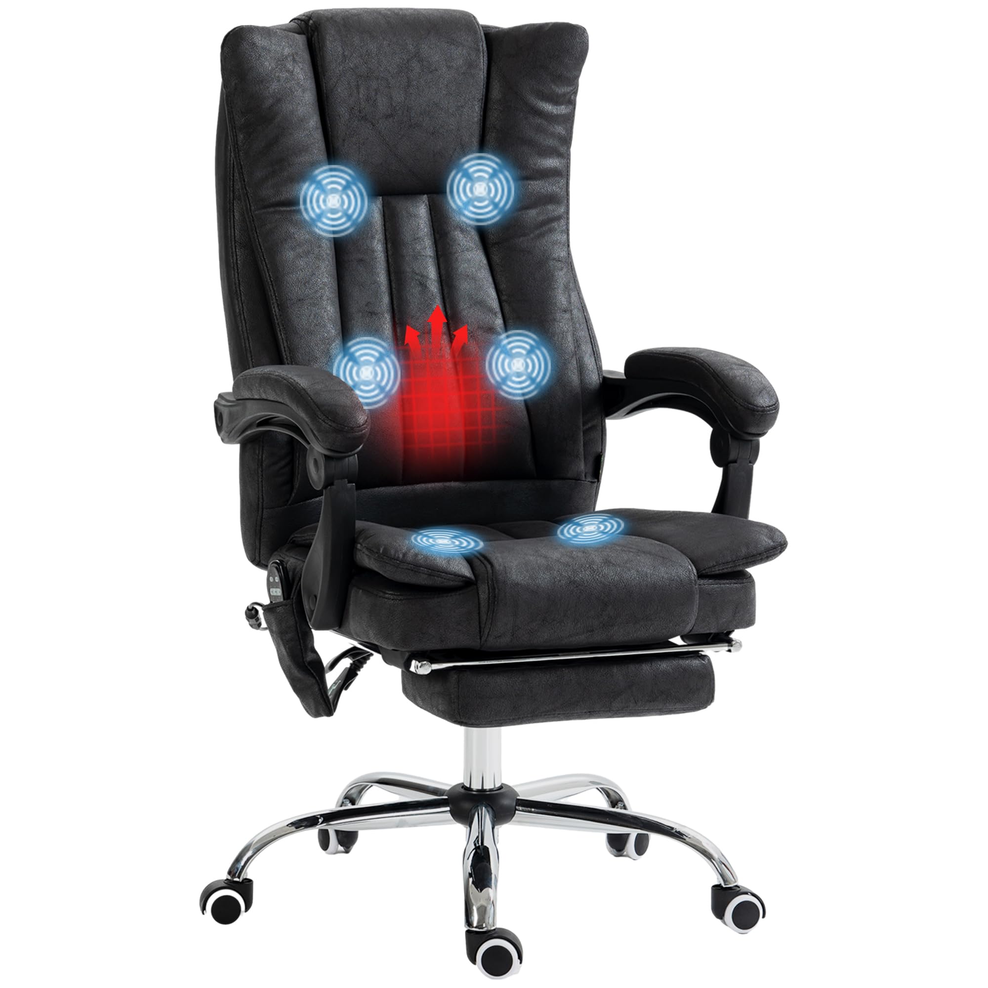 Vinsetto 6 Point Vibration Massage Office Chair, High Back Computer Chair with Heat, Adjustable Height, Reclining Backrest and R