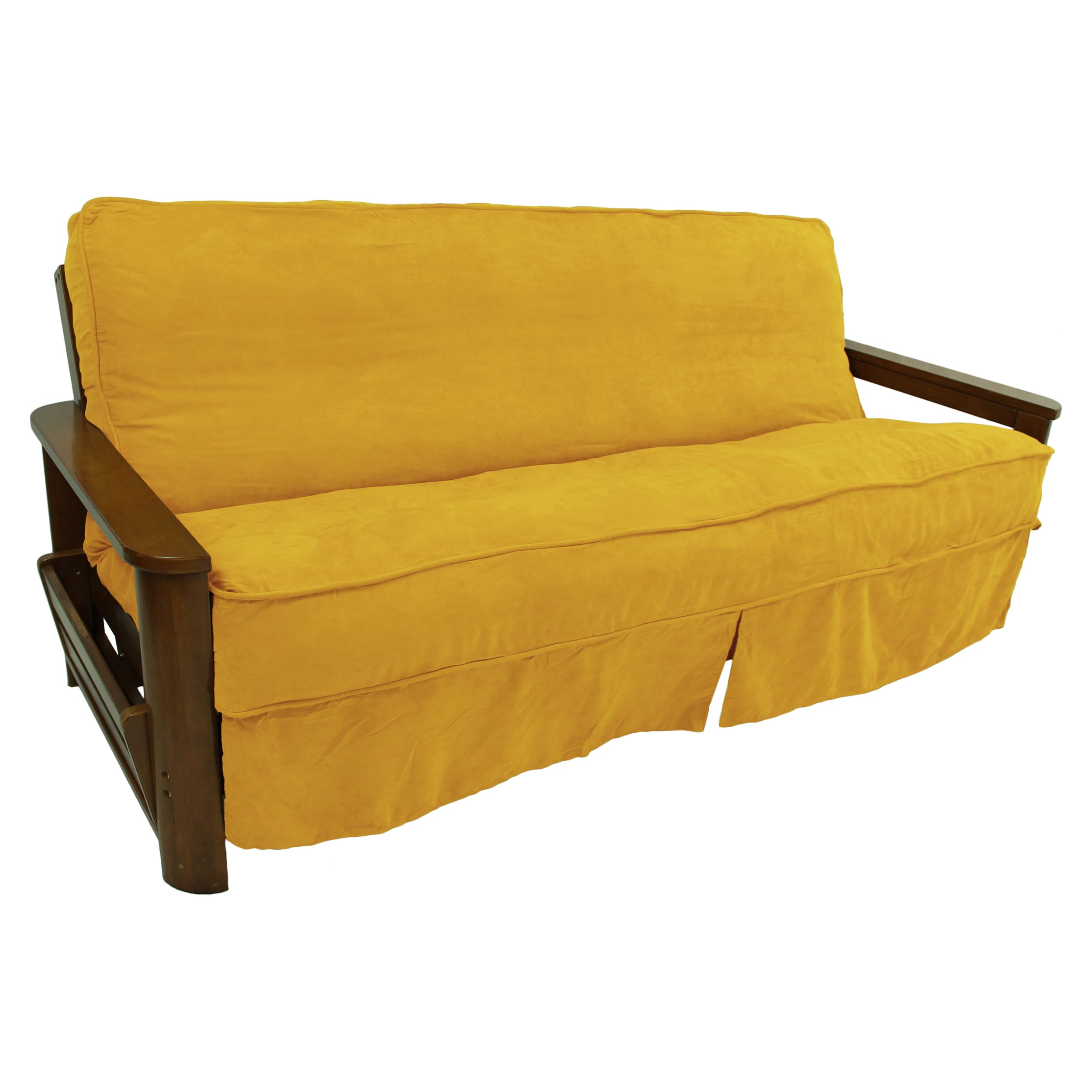 Blazing Needles Solid Microsuede Double Corded 8 to 9 Futon Slipcover, Full, Lemon