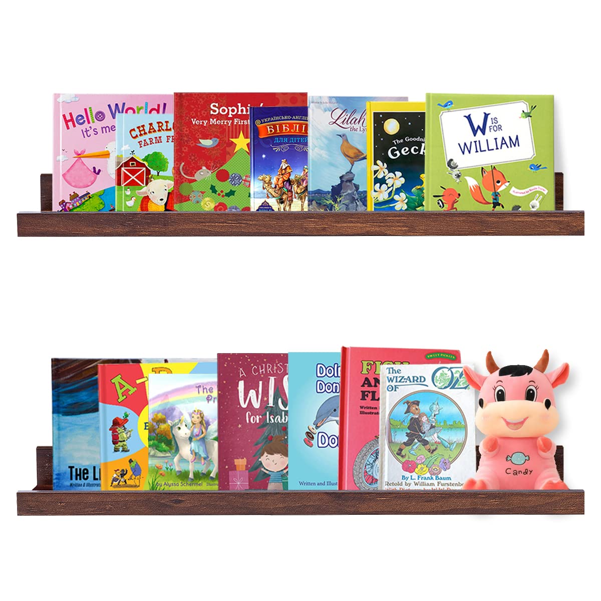 AZSKY Floating Book Shelves Wall Mounted Photo Shelf Picture Ledge Deep Walnut Display Shelves for Home Living Room Bedroom Bath
