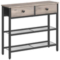 HOOBRO 29.5 Narrow Console Table with 2 Fabric Drawers, Small Entryway Table with 3-Tier Storage Shelves, Thin Sofa Table, Side 