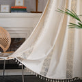 Sutuo Home Boho Curtain Crochet Lace Patchwork Semi-Blackout Bohemian Handmade Tassels, Rod Pocket Window Treatment Vintage Rust