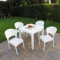 Compamia Daytona 5 Piece Patio Dining Set in White, Commercial Grade
