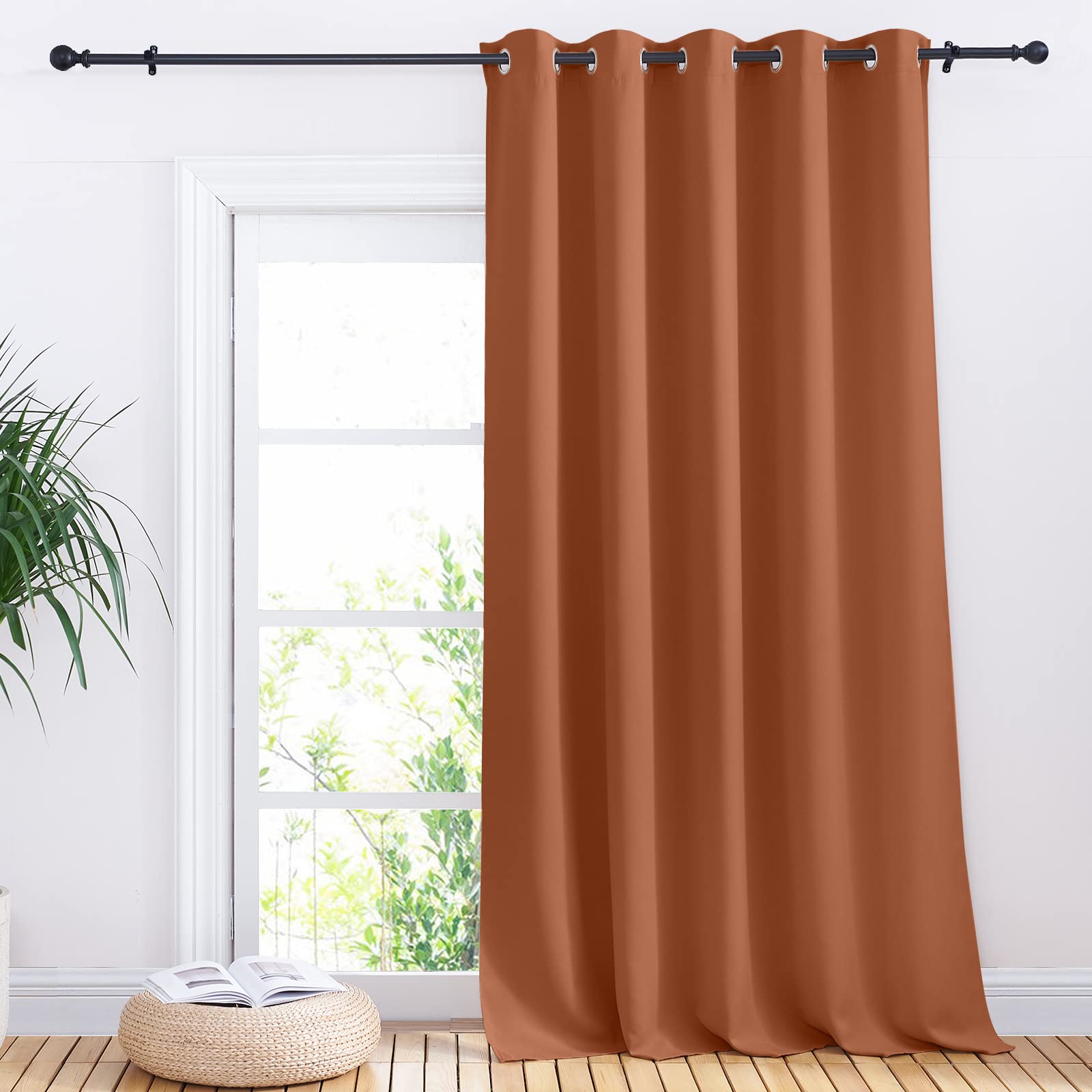 NICETOWN Halloween Window Blackout Curtain Panel for Living Room, Burnt Orange, 1 Panel, 70 x 95 inch, Thermal Insulated Blackou