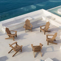LUE BONA HDPS Adirondack Chairs Set of 6, Brown Adirondack Chairs with Cup Holder, 300lbs Modern Adirondack Chair Weather Resist