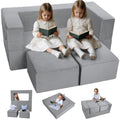 MeMoreCool Modular Kids Play Couch Sofa - Soft Convertible Toddler Couch, Grey Fold-Out Plush Foam Chair for Kids Playroom Fun