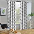 Melodieux Moroccan Fashion Room Darkening Grommet Curtains for Living Room, 52 by 96 Inch, Off White/Grey (1 Panel)