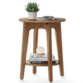 VASAGLE Side Table, Small Round End Table with Lower Shelf, Nightstand for Small Spaces, Living Room, Bedroom, Rustic Walnut ULE