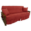 Blazing Needles Solid Microsuede Double Corded 8 to 9 Futon Slipcover Set with 2 Throw Pillows (Set of 3), Full, Cardinal Red