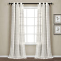 Lush Decor Farmhouse Textured Grommet Sheer Window Curtain Panel Pair, 38W x 108L, White